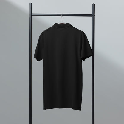 Unisex premium Polo Shirt schwarz Rückseite